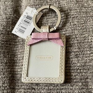 Coach Cream and Pink Leather Key Holder